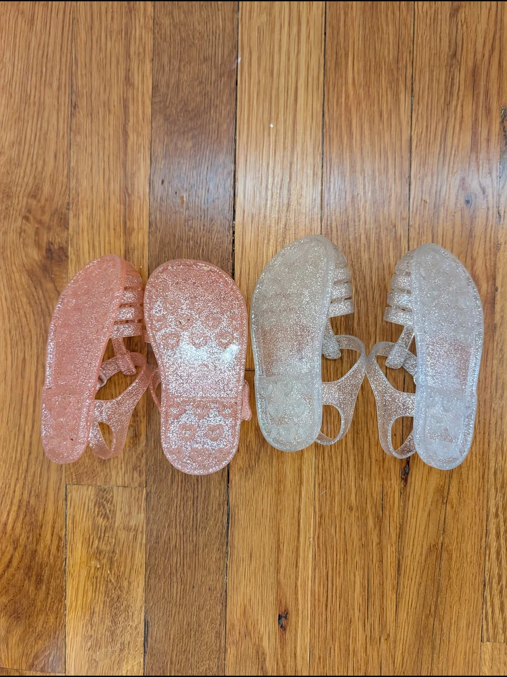 Old Navy Baby Girls Glitter Jelly Sandals In Pink And Clear Size 5 Two Pairs